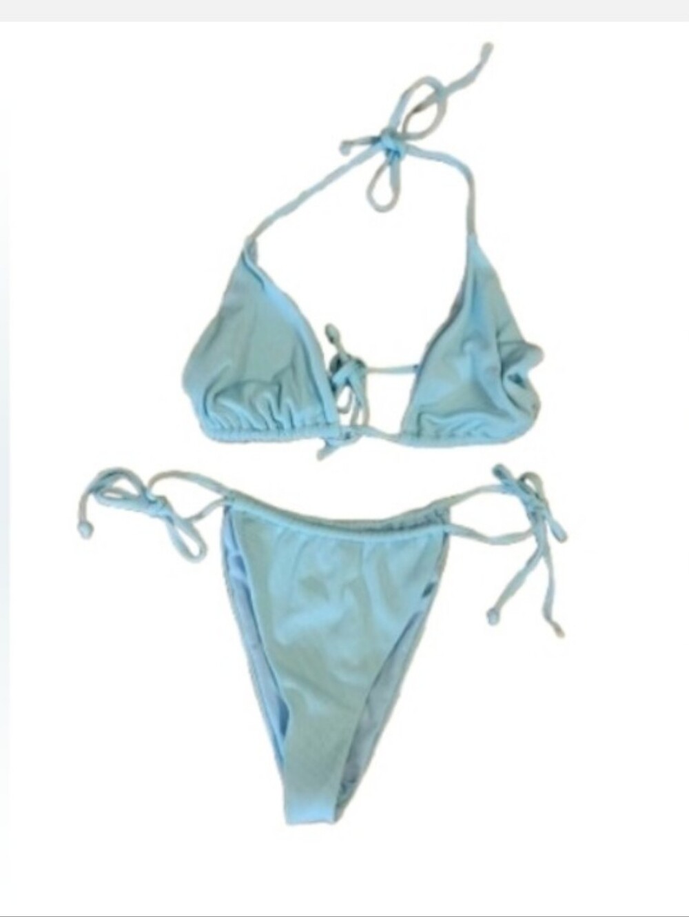 NWOT Princess Polly Ribbed Blue Triangle Bikini Set US Sz 6